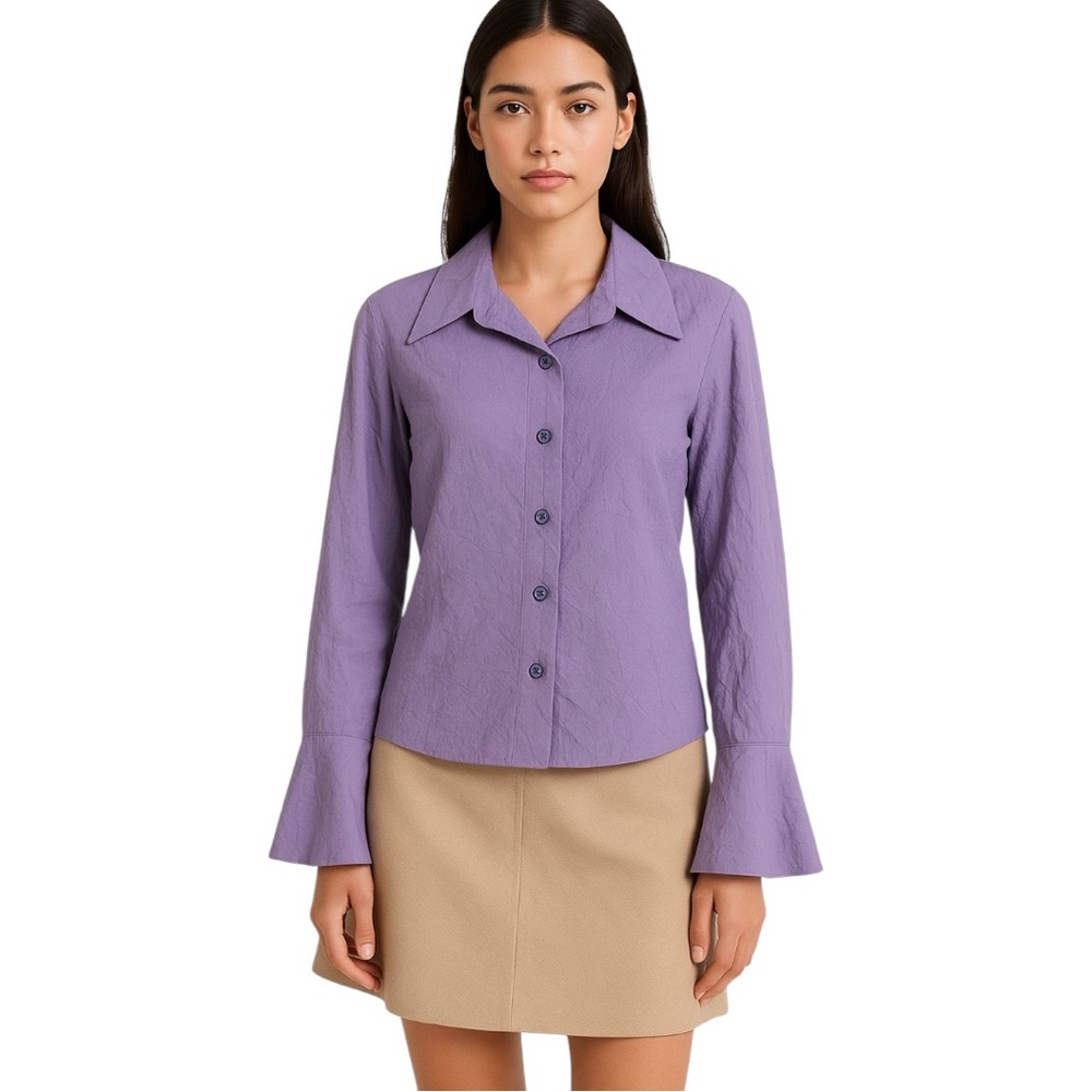 Barbara‎ Bates lavender Women's Size 10 Purple Long bell Sleeve Blouse